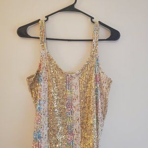 Rose Gold / Rainbow sequin top from altar’d state. Perfect for Eras Tour!